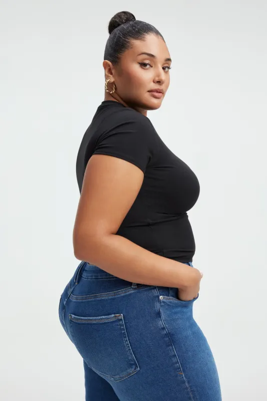 SUPER STRETCH BABY TEE | BLACK001 sold by Good American