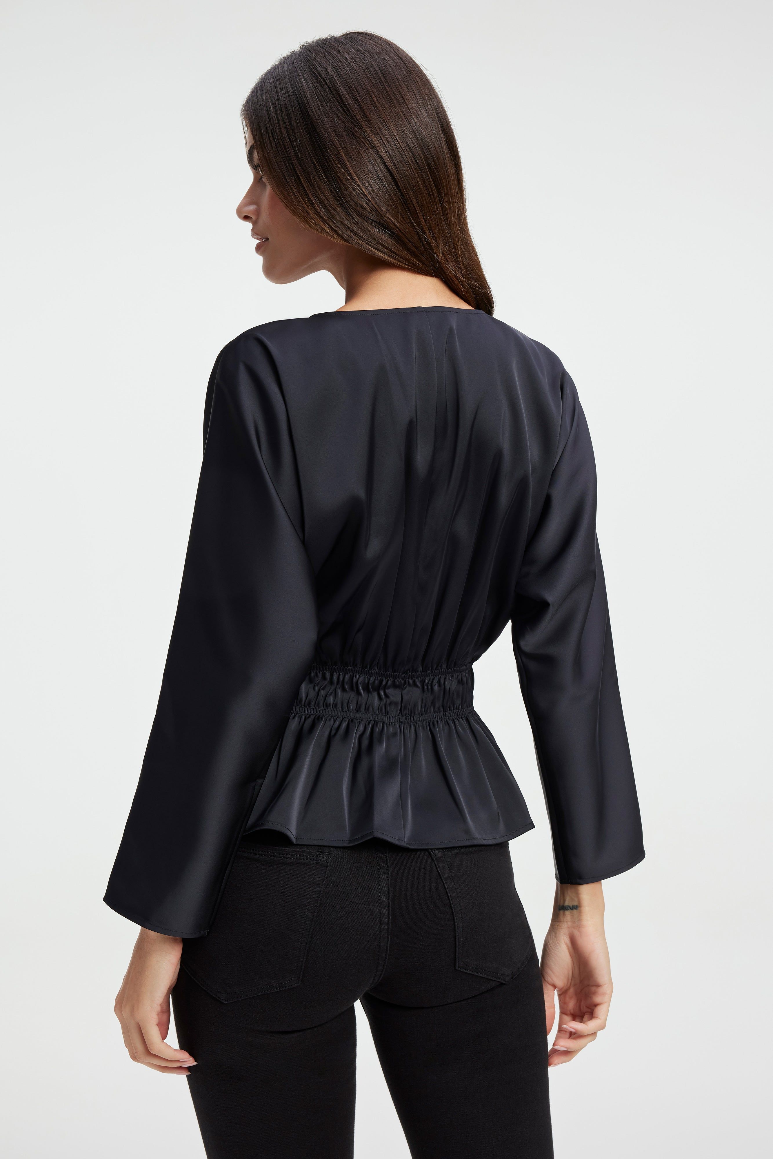 SATIN DEEP V-NECK TOP | BLACK001 sold by Good American product image thumbnail 10