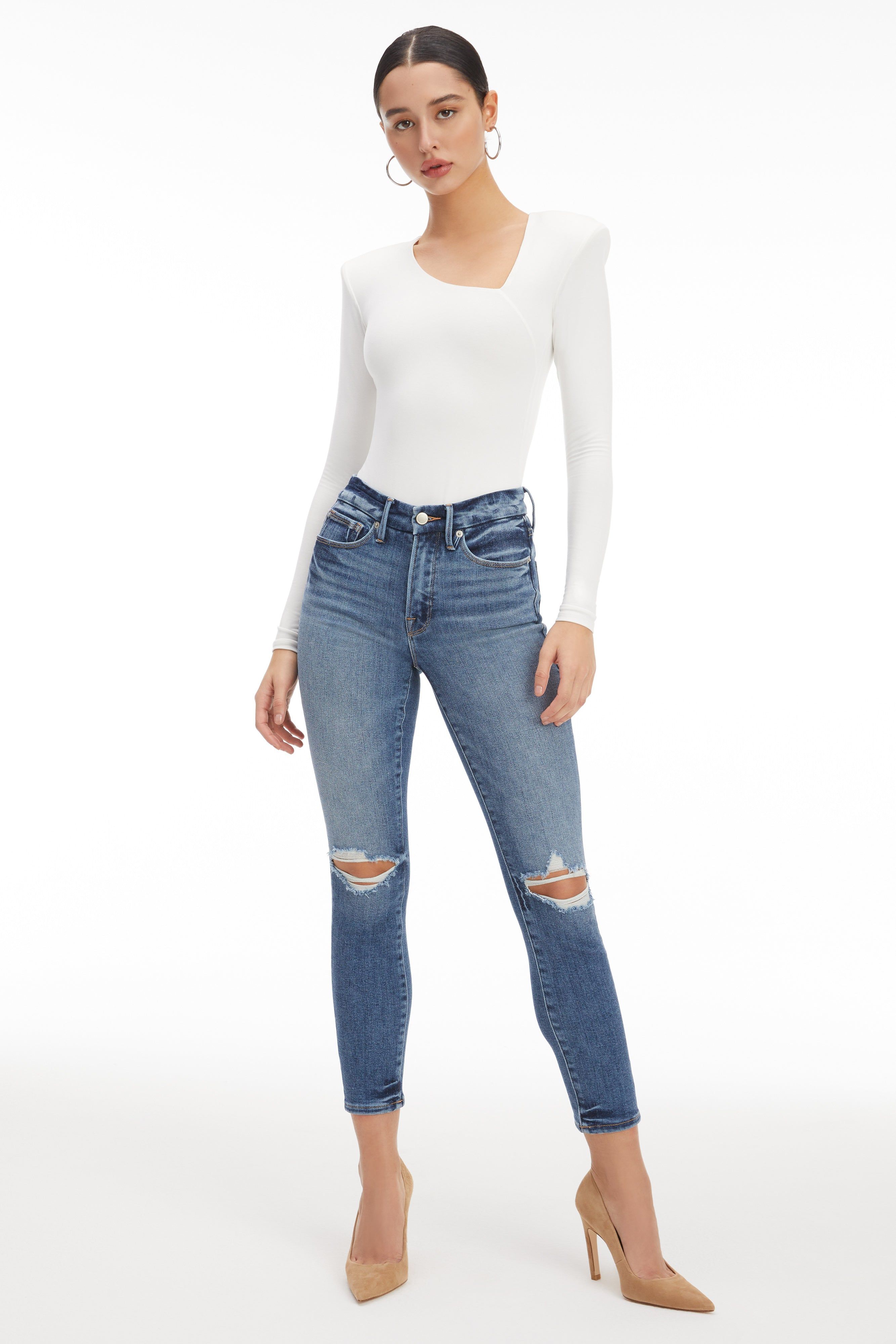 GOOD LEGS CIGARETTE JEANS | BLUE673 sold by Good American