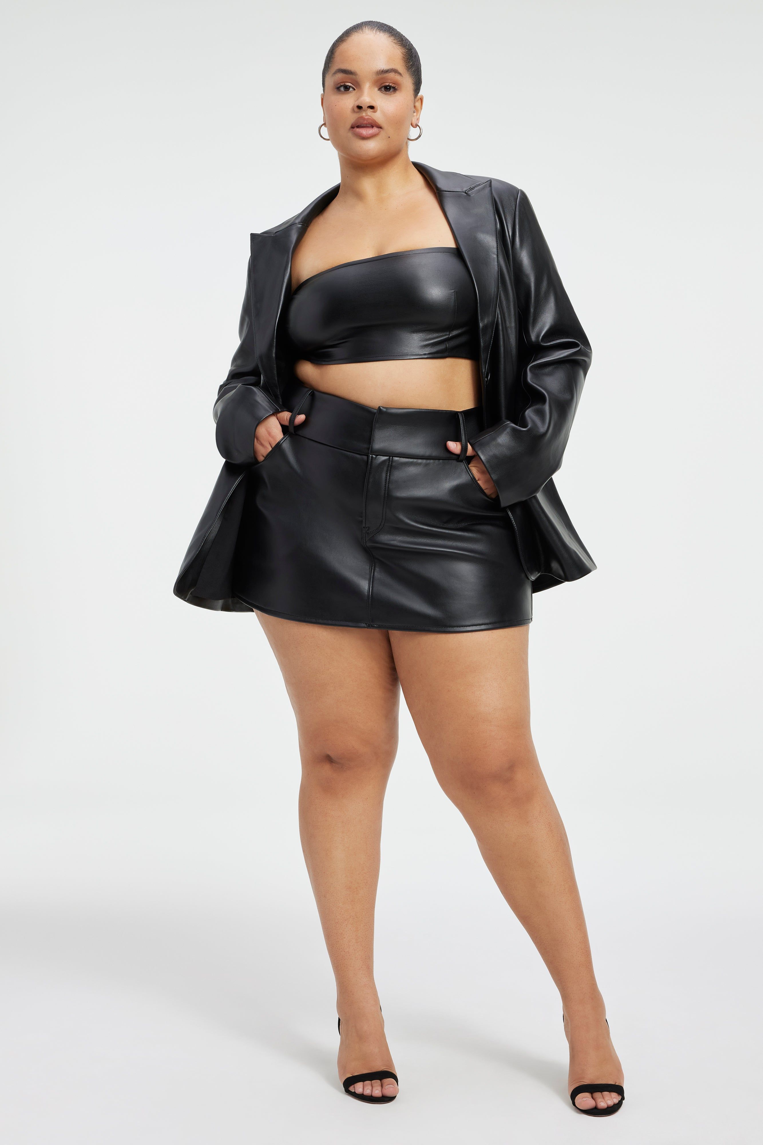 FAUX LEATHER MICRO SKIRT | BLACK001 sold by Good American product image thumbnail 8