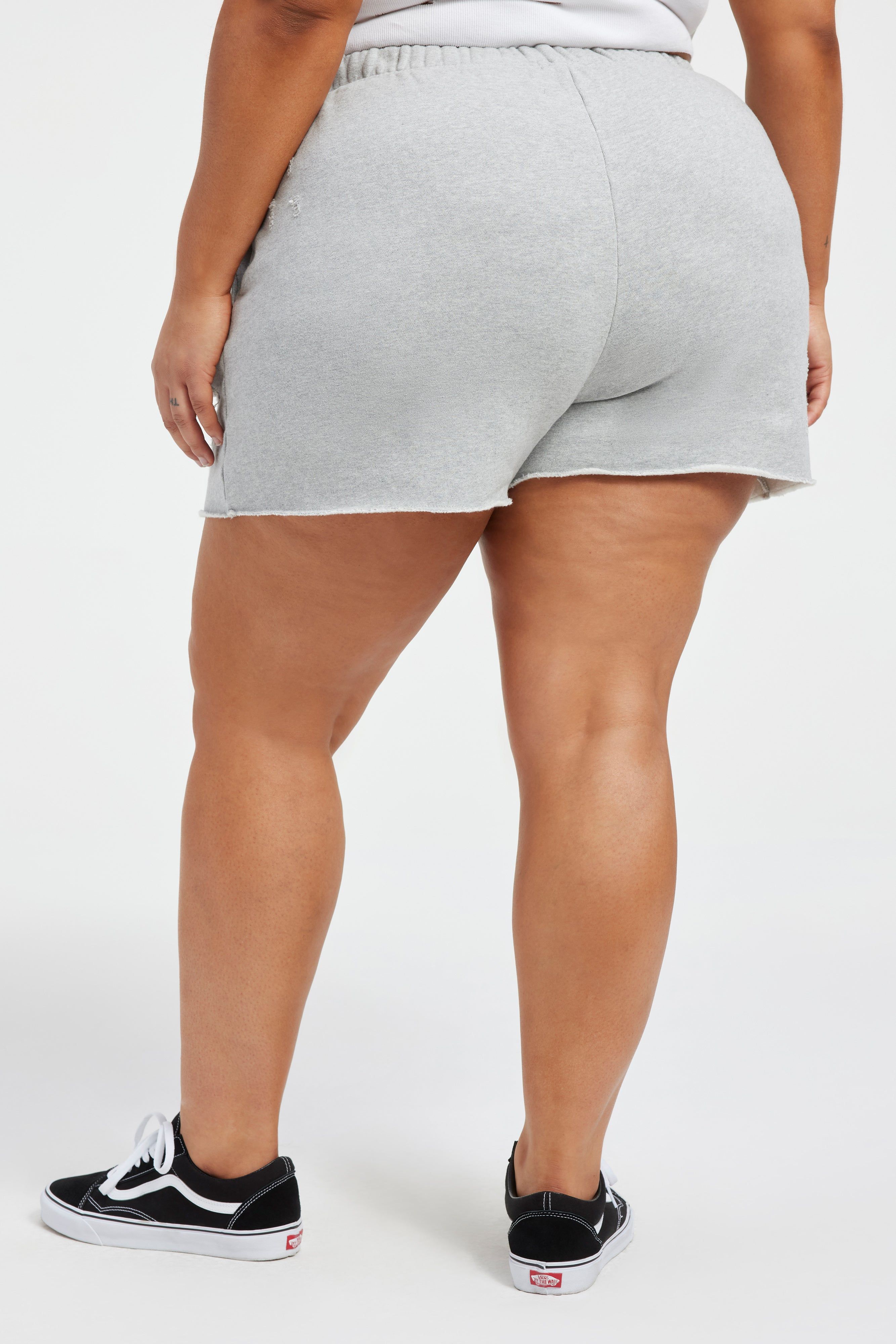 DISTRESSED FLEECE SHORTS | HEATHER GREY001 sold by Good American product image thumbnail 5