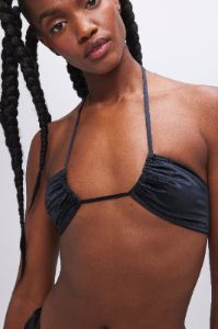 RUCHED HALTER BIKINI TOP | BLACK001 sold by Good American