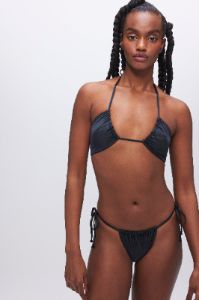 RUCHED HALTER BIKINI TOP | BLACK001 sold by Good American