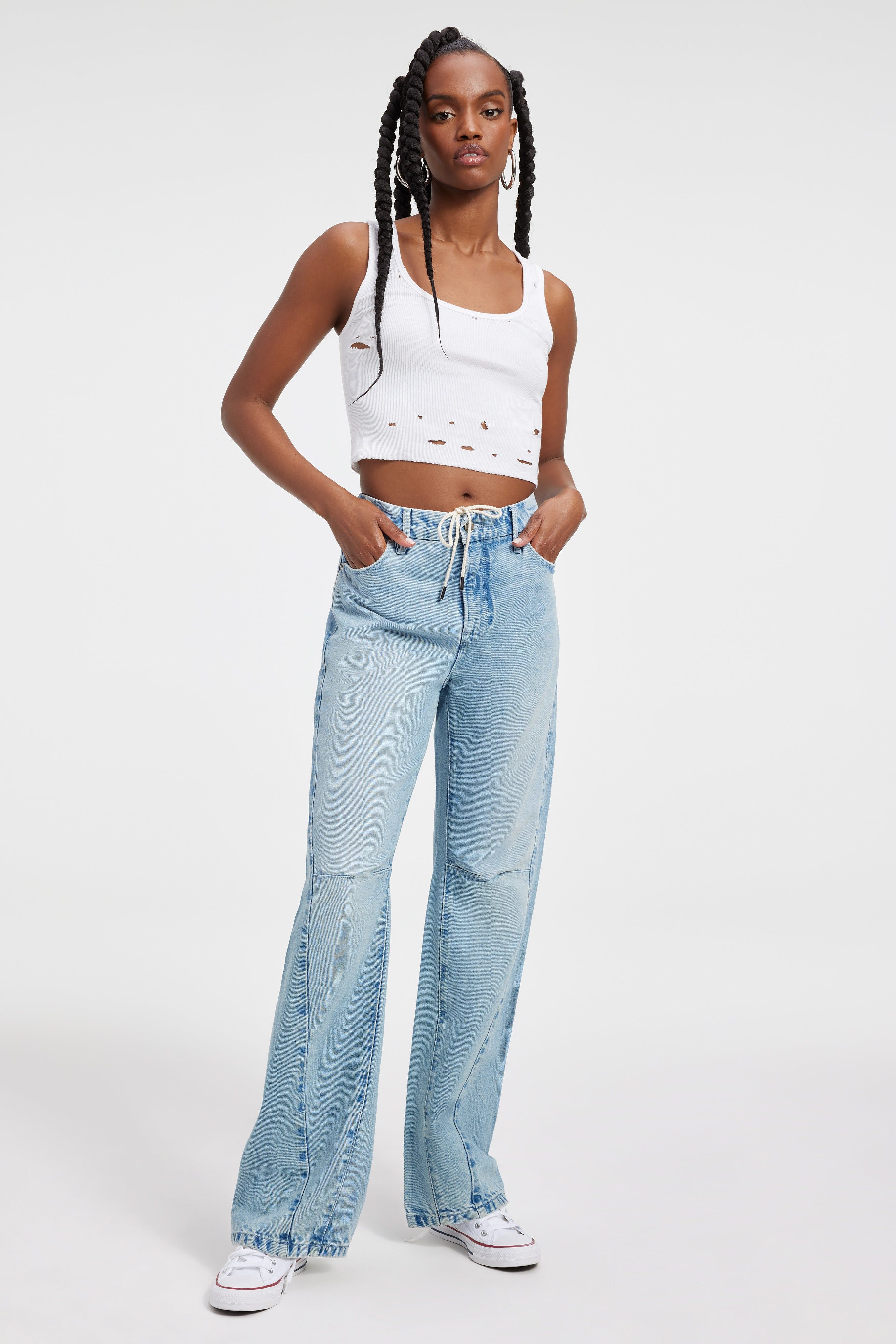 GOOD 90s DRAWSTRING JEANS | INDIGO399 sold by Good American product image thumbnail 6