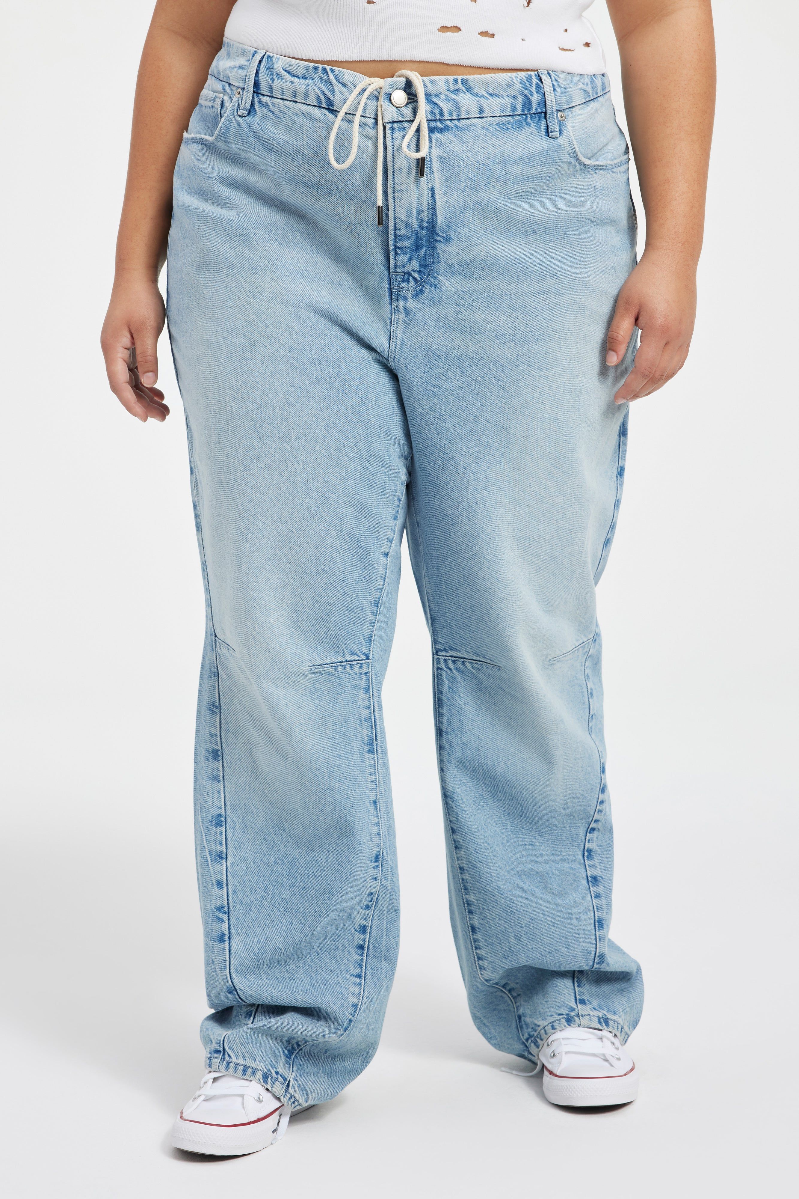 GOOD 90s DRAWSTRING JEANS | INDIGO399 sold by Good American product image thumbnail 3