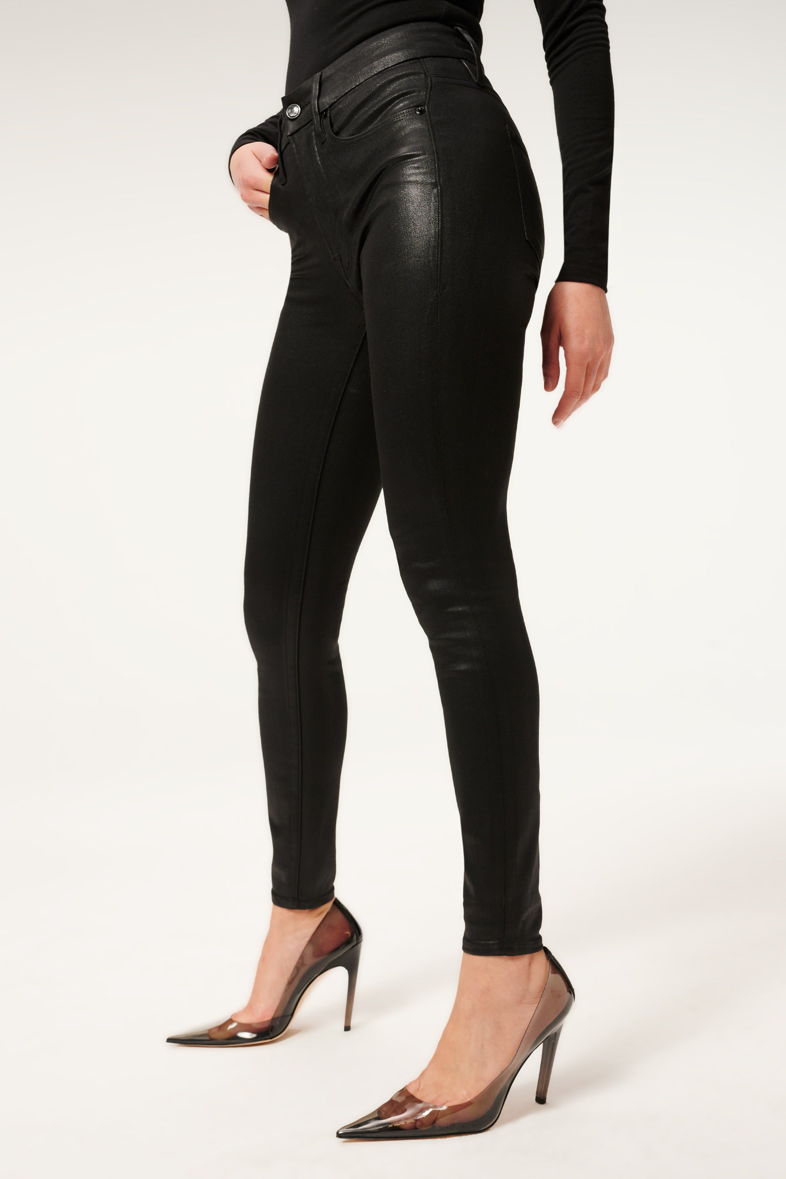 GOOD LEGS COATED JEANS | BLACK383 sold by Good American product image thumbnail 3