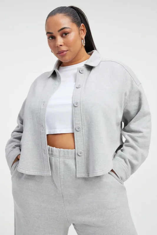 FLEECE CROPPED SHACKET | HEATHER GREY001 made by Good American