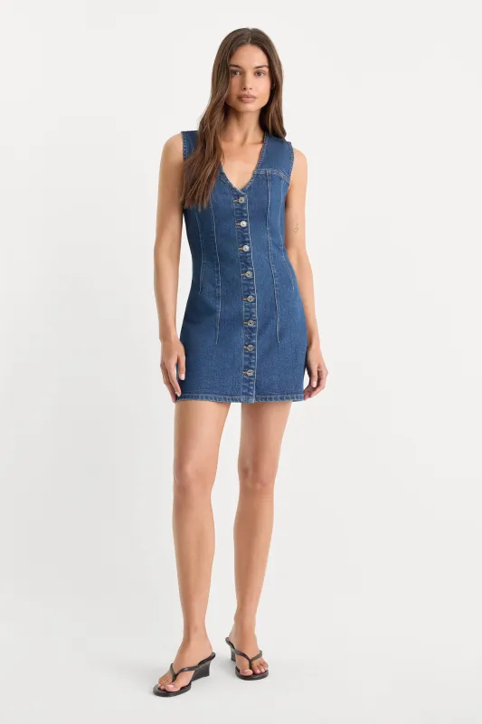 THE DENIM V NECK DRESS | INDIGO1265 made by Good American