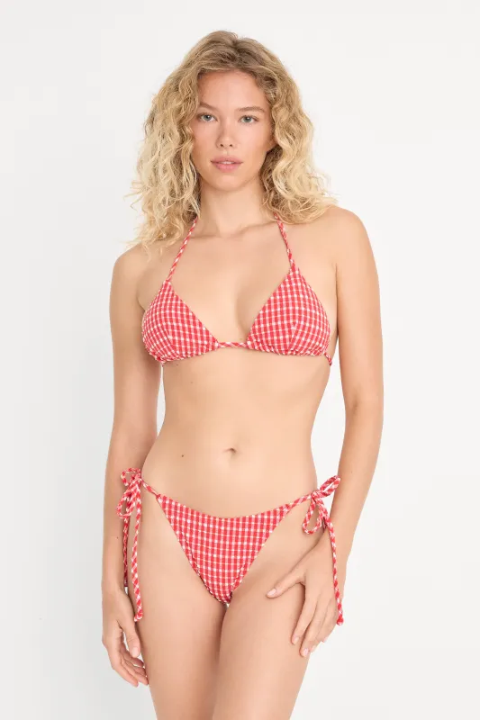 THE STRING BIKINI TOP | POP GINGHAM LARGE made by Good American