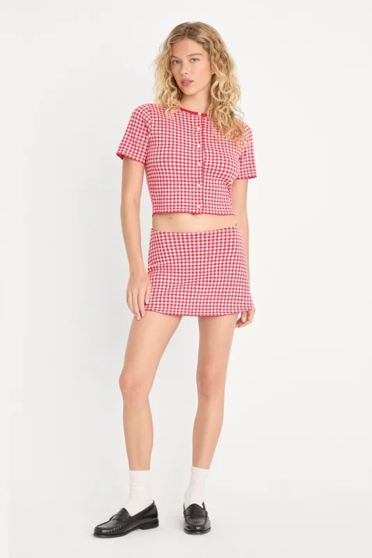 THE KEEPSAKE SKORT | CHERRY GINGHAM made by Good American