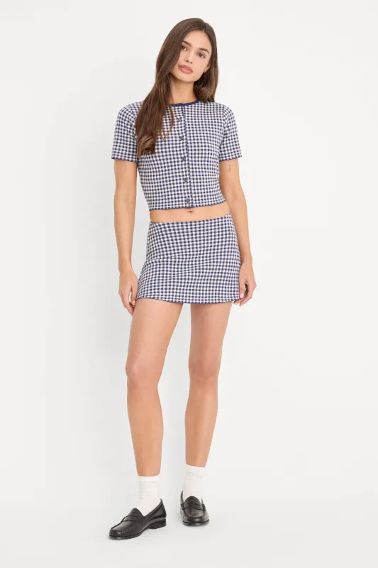 THE KEEPSAKE SKORT | NAVY GINGHAM made by Good American