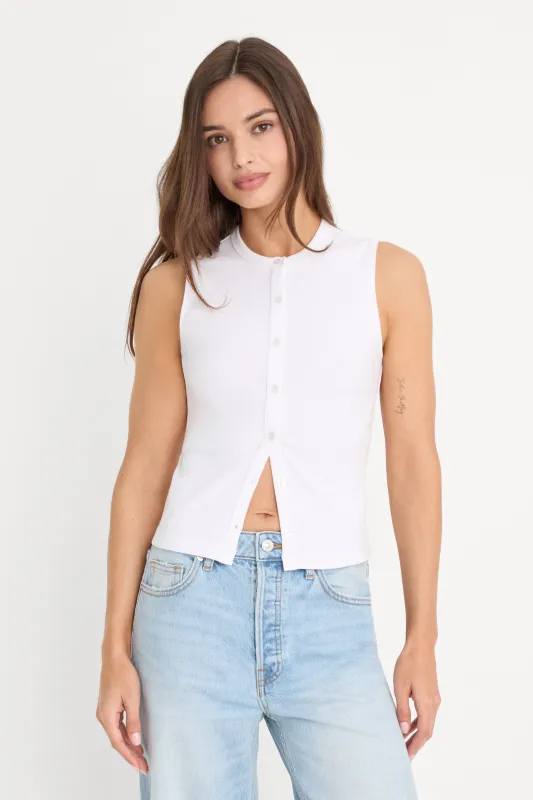 THE RIB SPLAY TOP | WHITE made by Good American