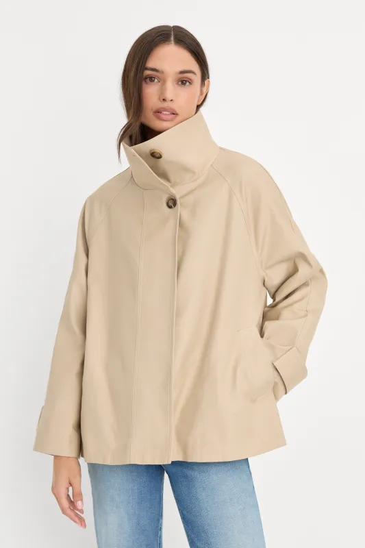 THE FUNNEL NECK TRENCH | LIGHT TAUPE made by Good American