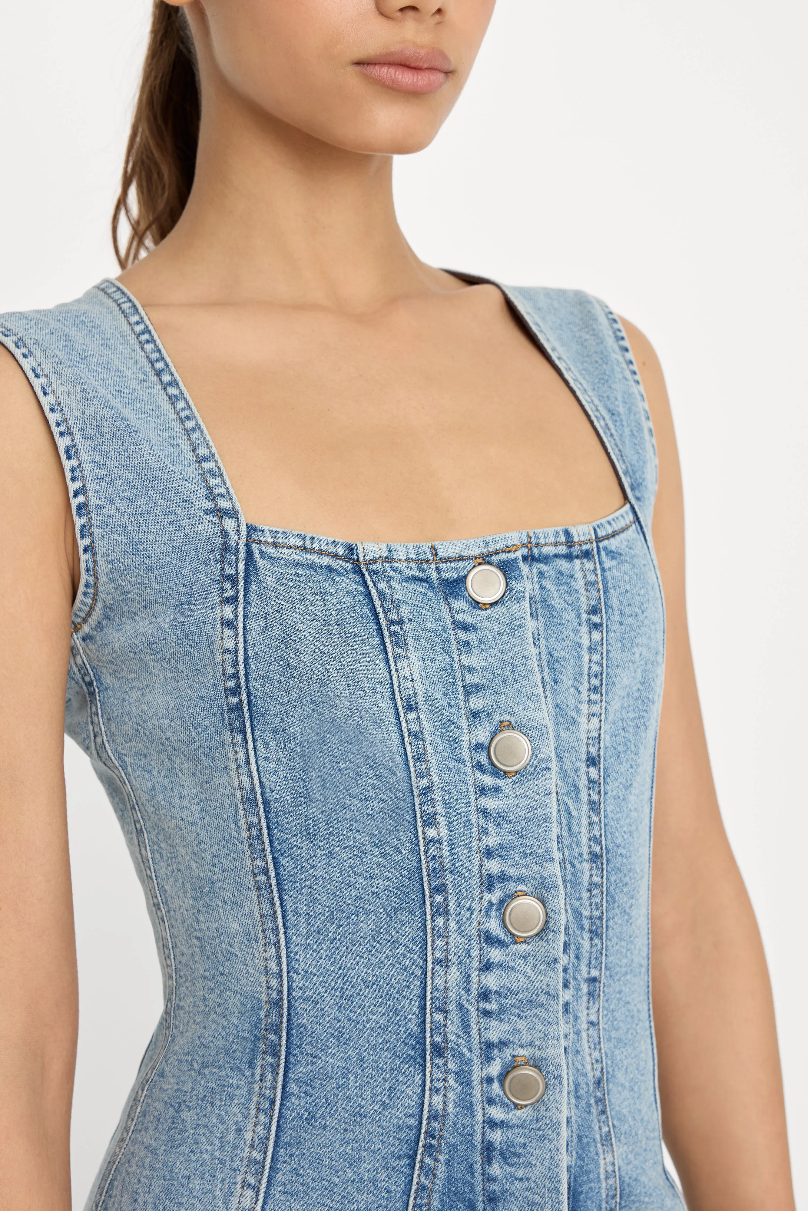MINI BUTTON FRONT DRESS | INDIGO1104 sold by Good American product image thumbnail 3
