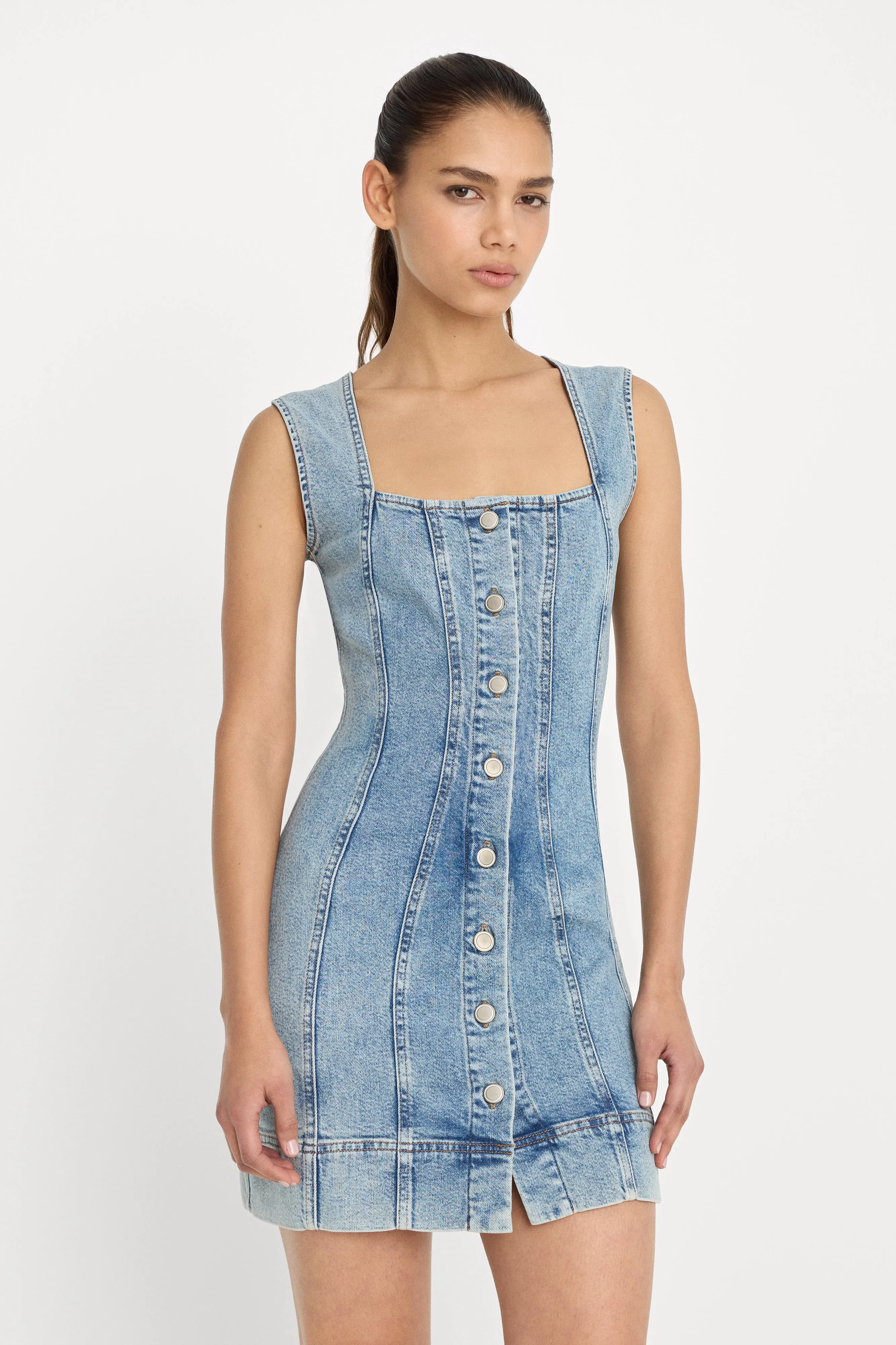 MINI BUTTON FRONT DRESS | INDIGO1104 sold by Good American product image thumbnail 2