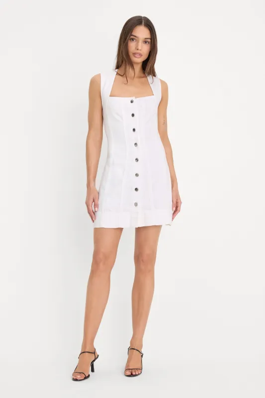 MINI BUTTON FRONT DRESS | WHITE001 made by Good American