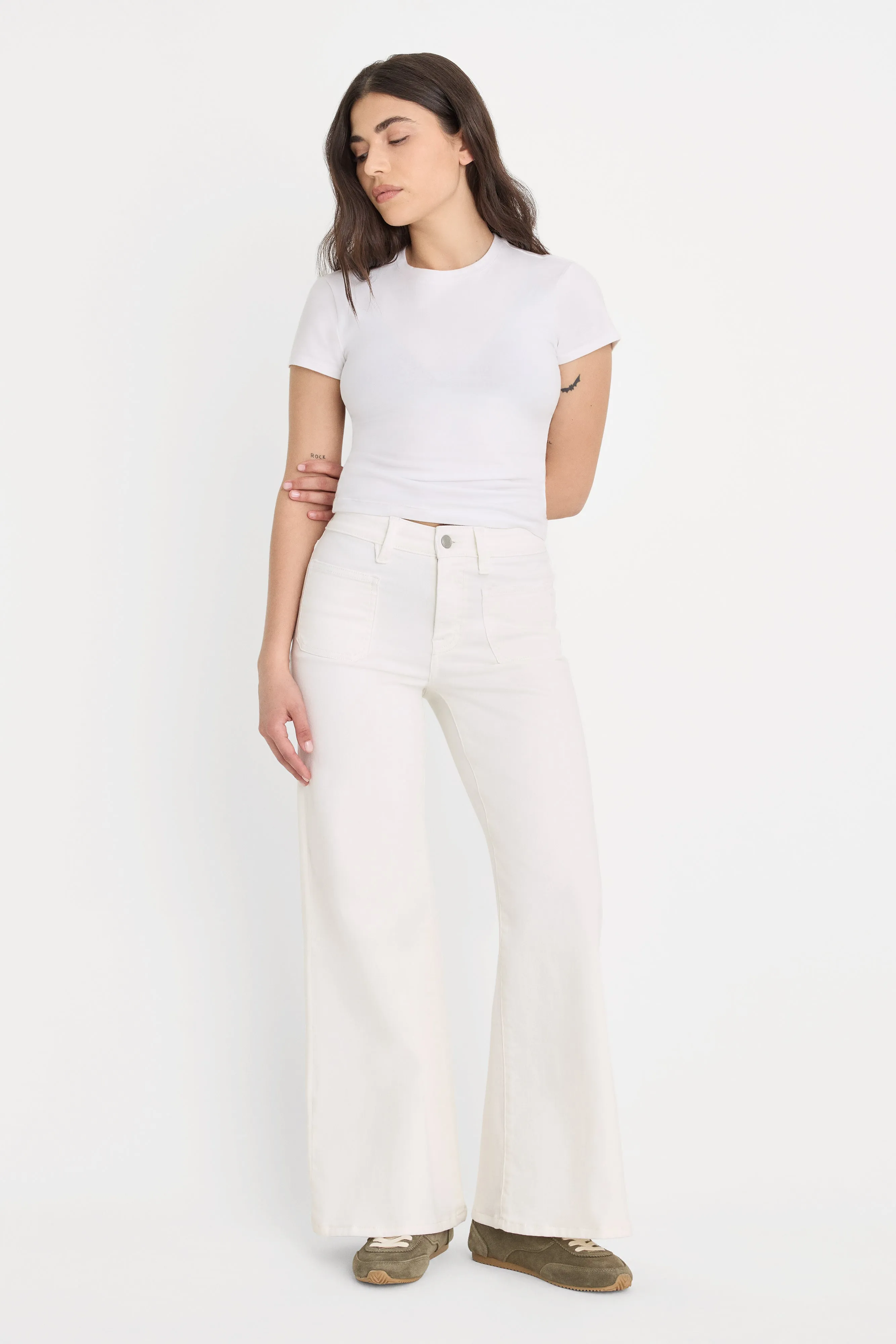 GOOD PETITE PALAZZO JEANS | WHITE001 sold by Good American