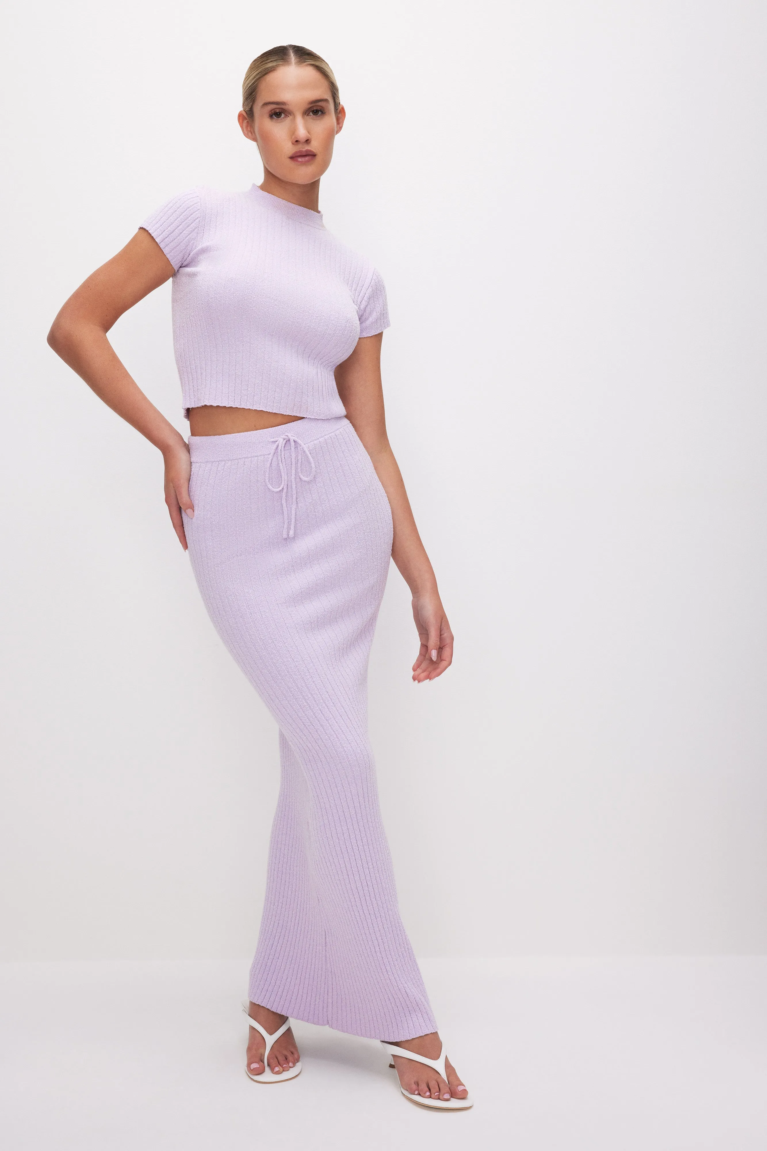 RIBBED TERRY TEE | LAVENDER001 sold by Good American
