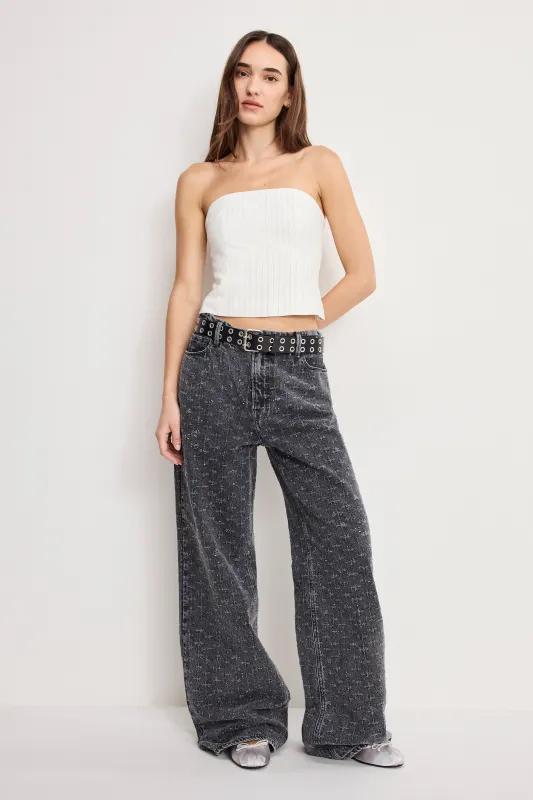 ESSENTIAL SUITING STRAPLESS TOP | CHESTNUT PIN STRIPE made by Good American
