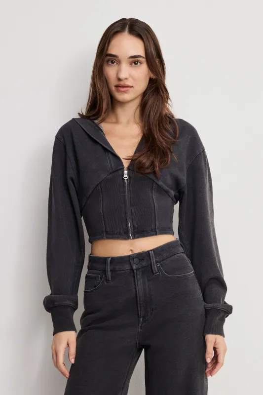JEANIUS ZIP UP HOODIE | BLACK430 made by Good American