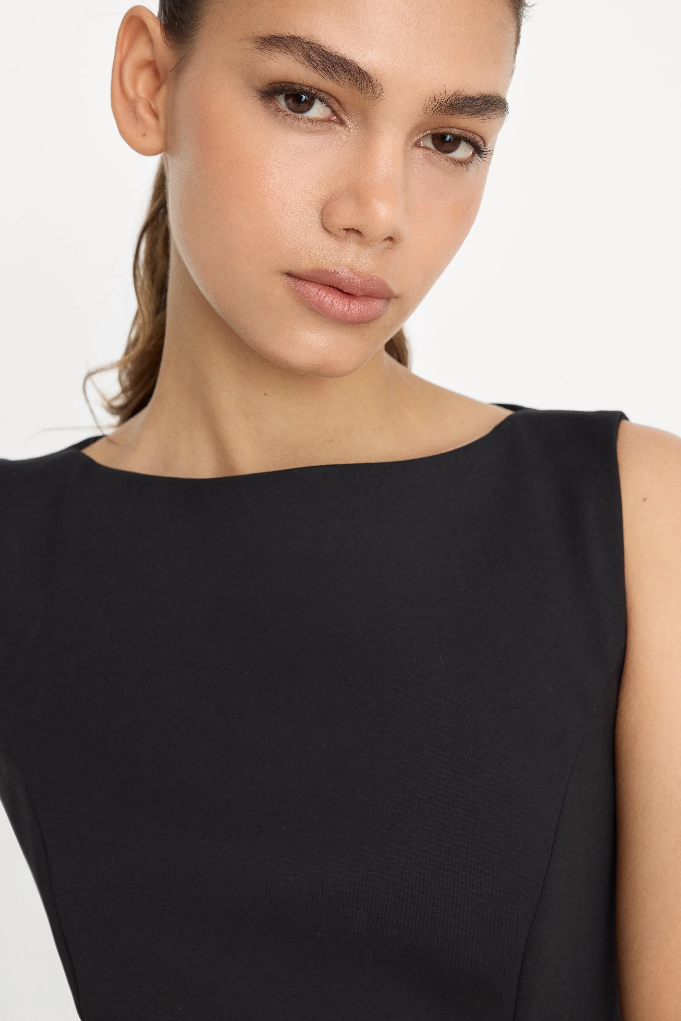 SOFT STRETCH PONTE MINI DRESS | BLACK001 sold by Good American product image thumbnail 5