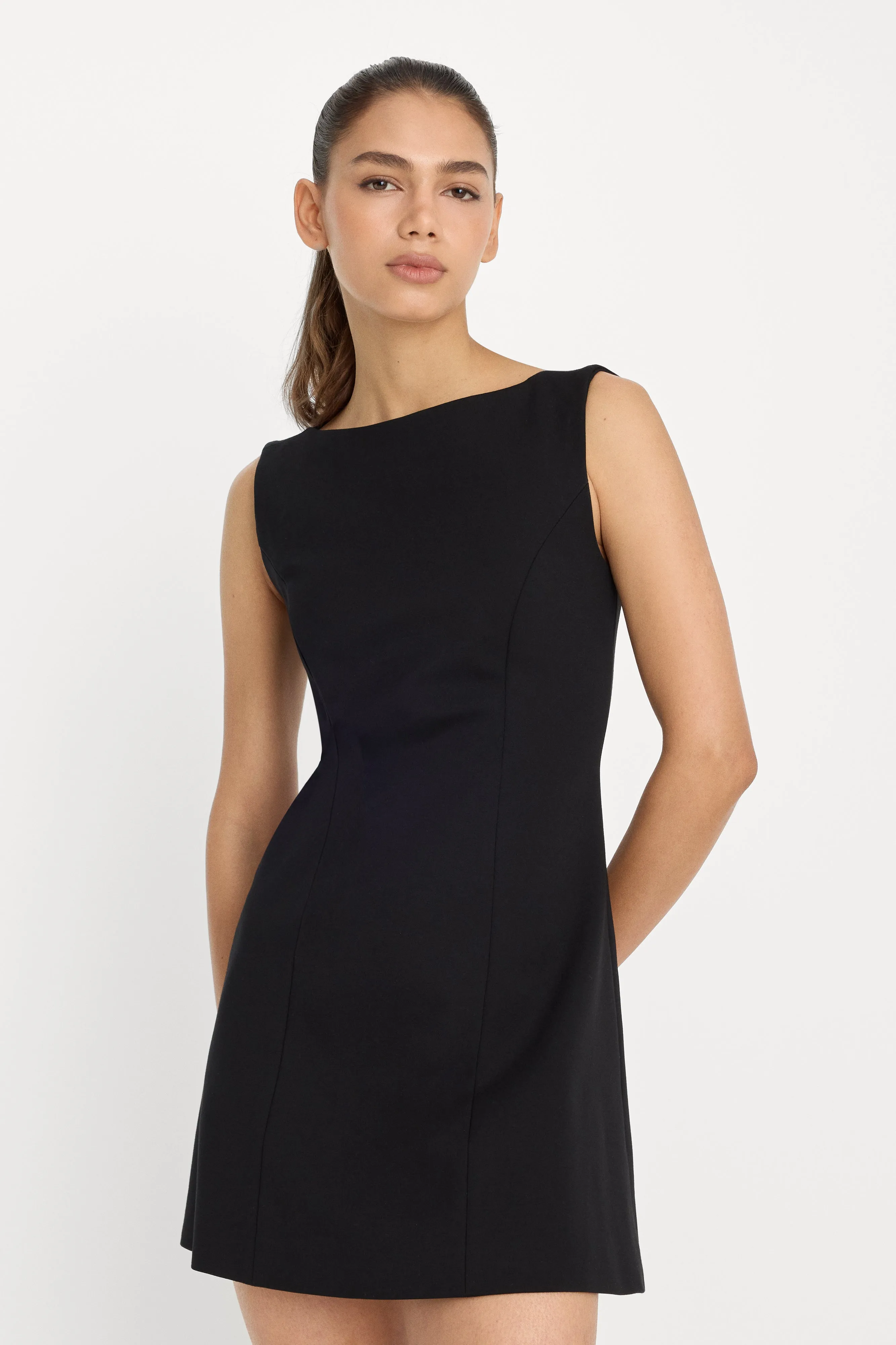 SOFT STRETCH PONTE MINI DRESS | BLACK001 sold by Good American product image thumbnail 3