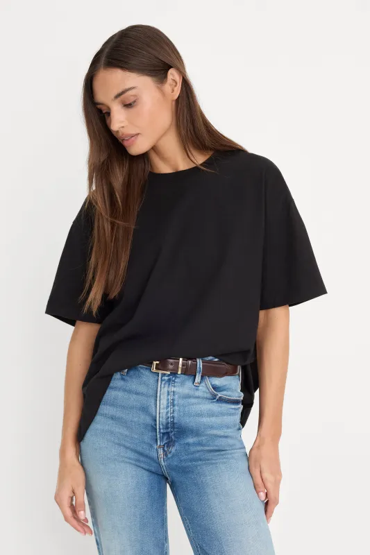COTTON OVERSIZED TEE | BLACK001 made by Good American