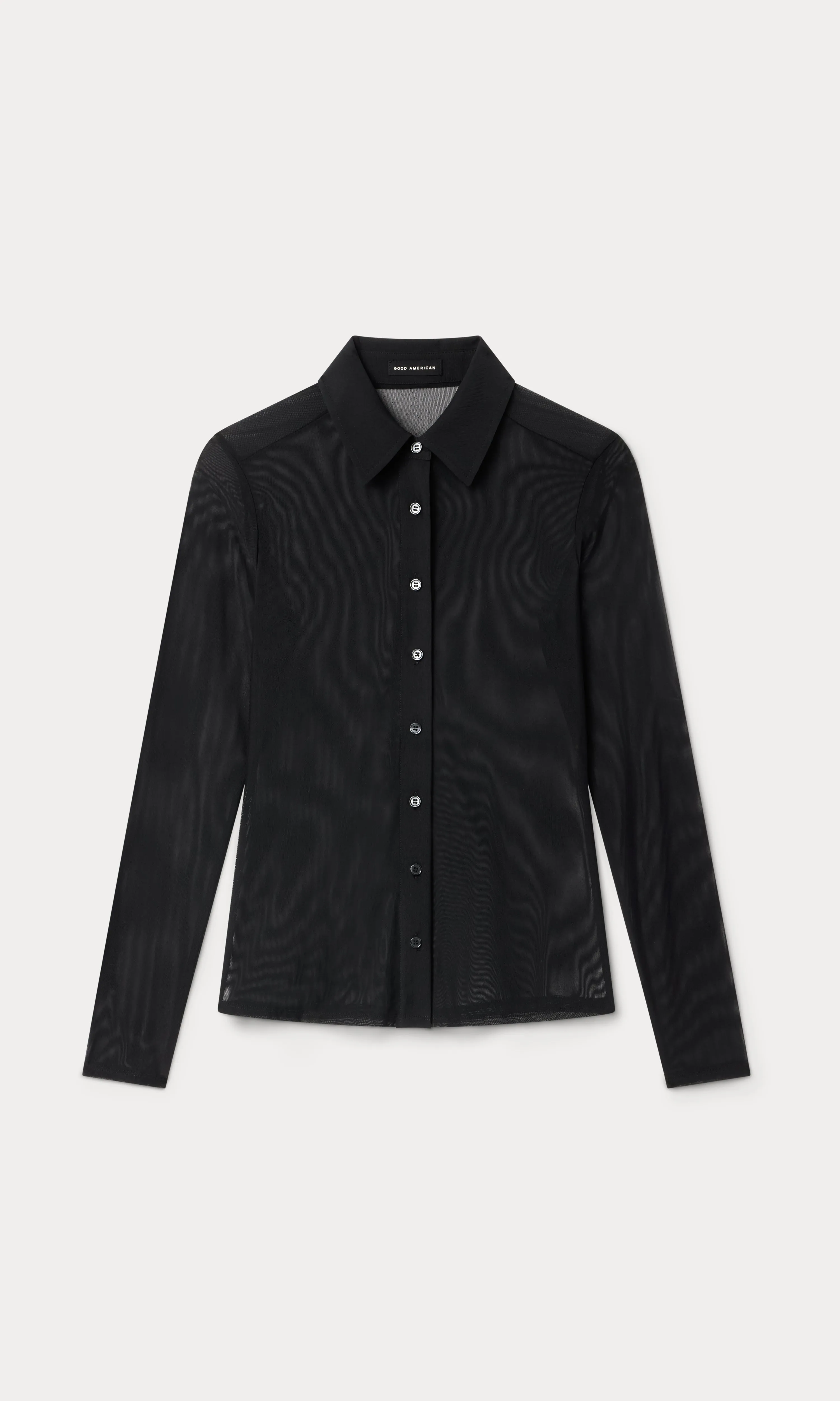 MESH BUTTON UP TOP | BLACK001 sold by Good American product image thumbnail 5