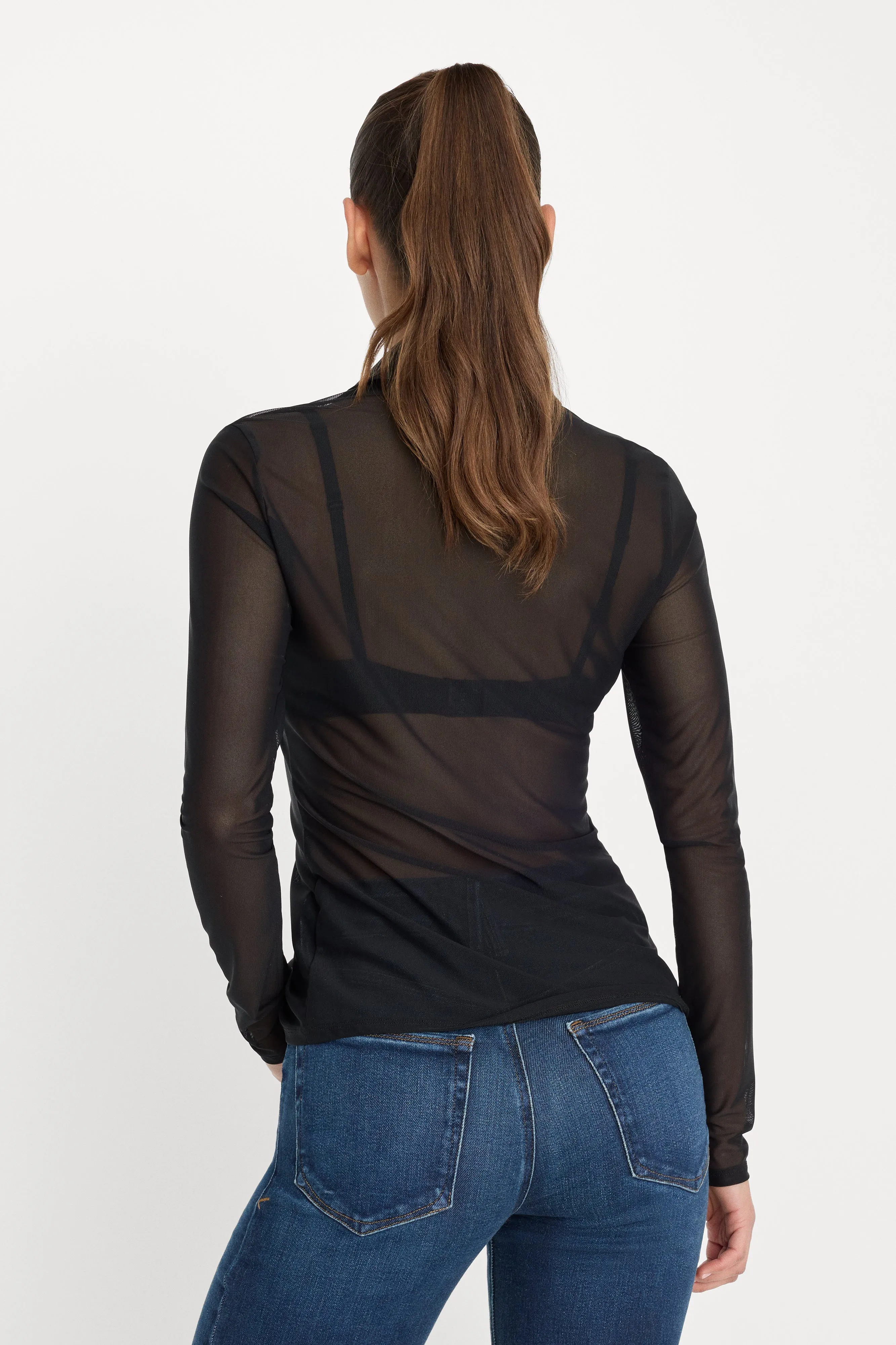 MESH BUTTON UP TOP | BLACK001 sold by Good American product image thumbnail 4
