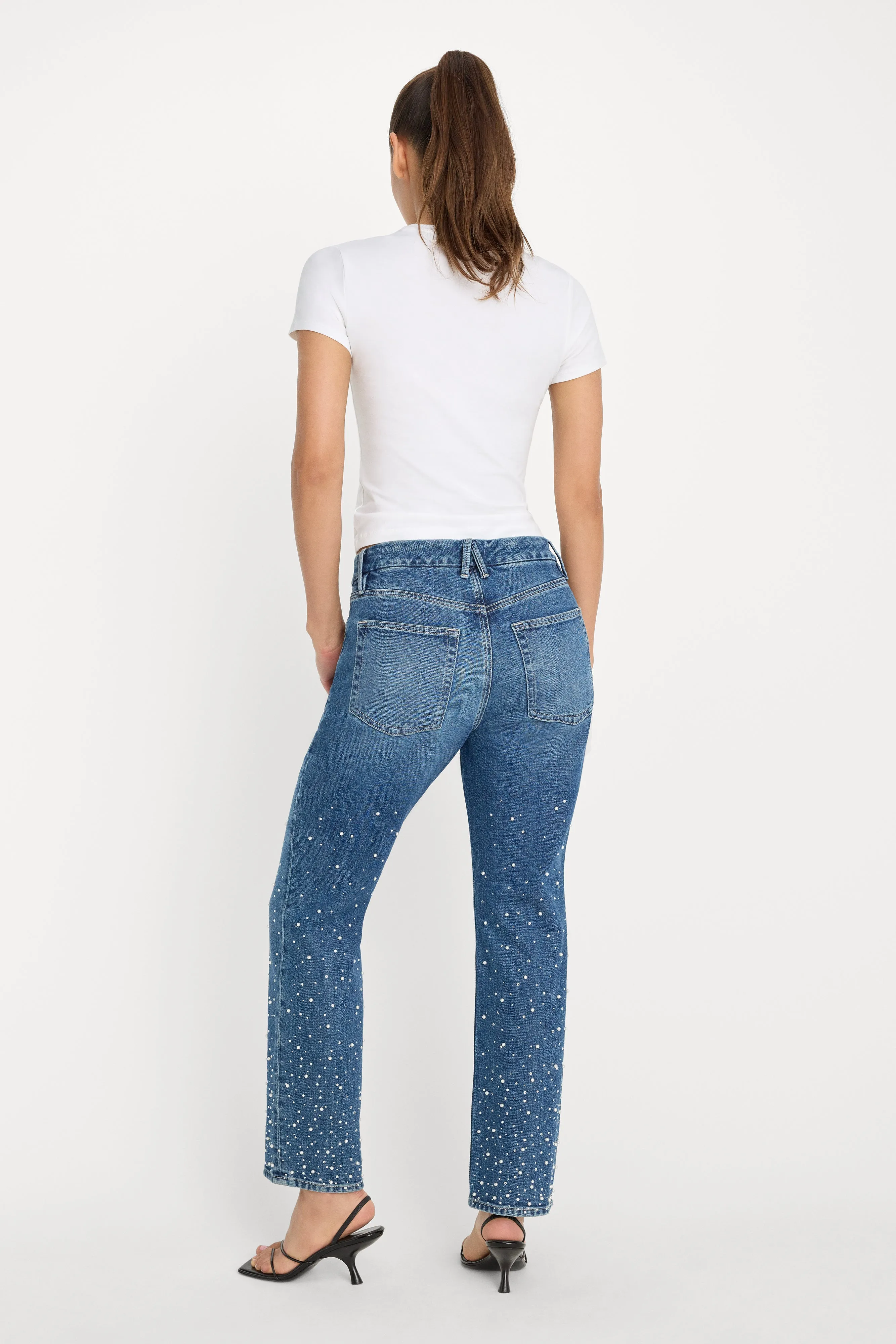 GOOD ICON STRAIGHT ANKLE PEARL JEANS | INDIGO1186 sold by Good American product image thumbnail 4