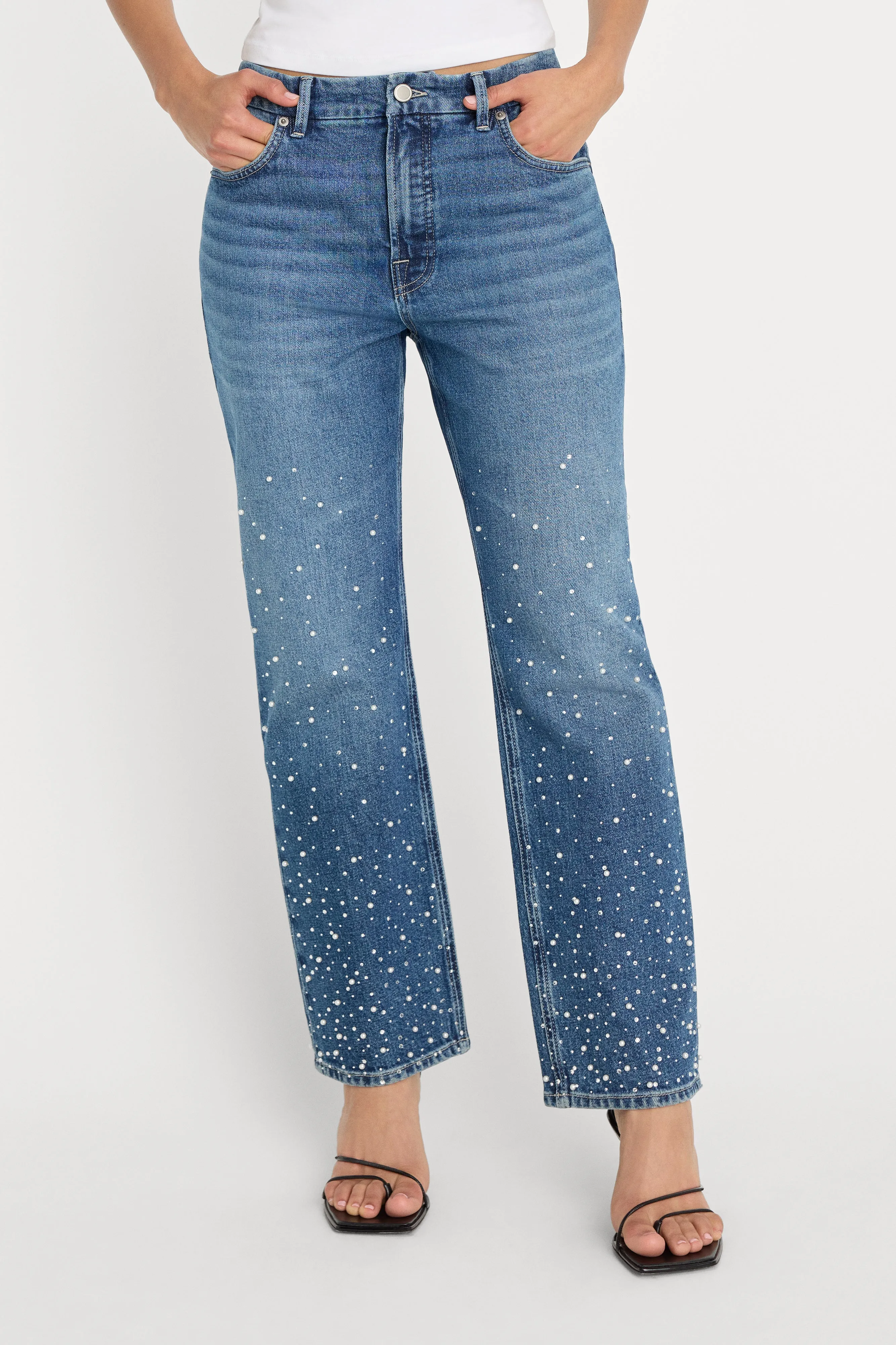 GOOD ICON STRAIGHT ANKLE PEARL JEANS | INDIGO1186 sold by Good American product image thumbnail 2