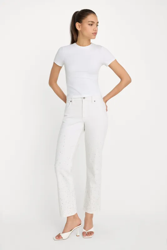 GOOD ICON STRAIGHT ANKLE PEARL JEANS | WHITE001 made by Good American
