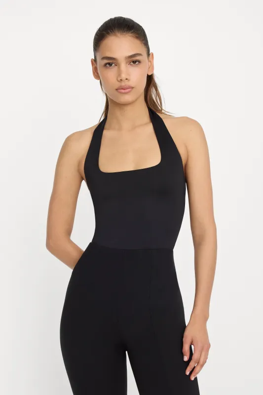 SCULPTING HALTER SQUARE NECK BODYSUIT| BLACK001 made by Good American