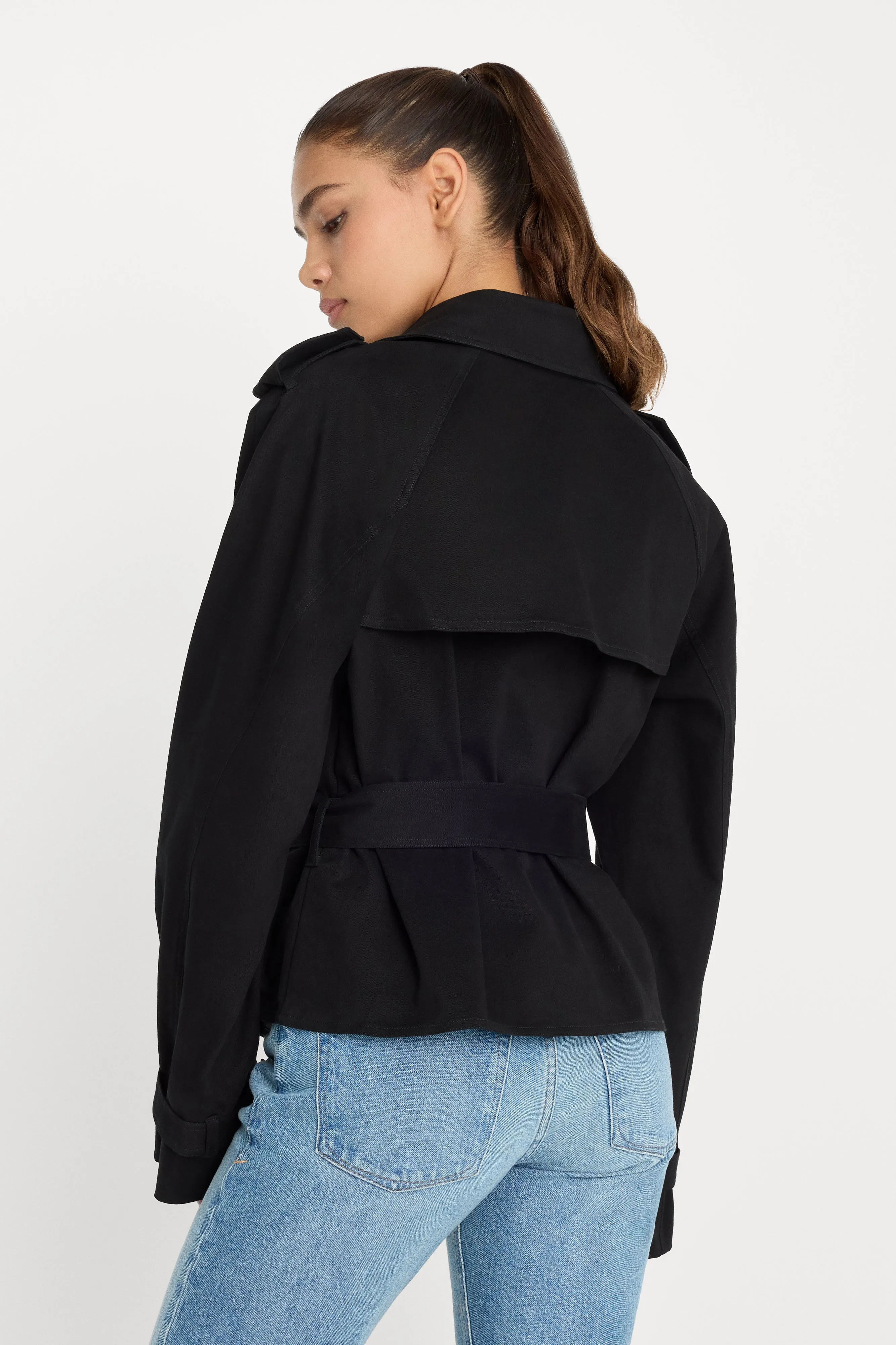 CROPPED TRENCH JACKET | BLACK001 sold by Good American product image thumbnail 4