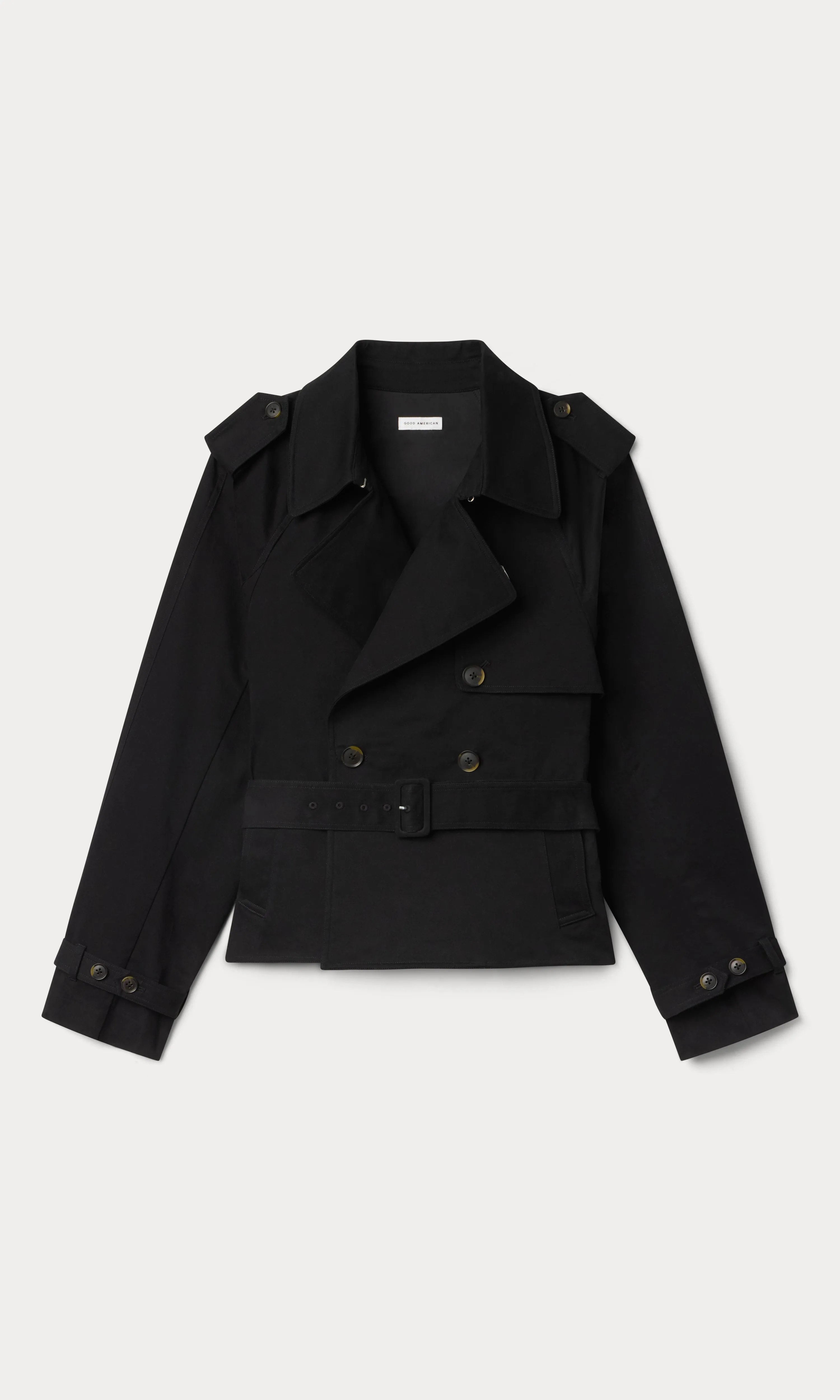 CROPPED TRENCH JACKET | BLACK001 sold by Good American product image thumbnail 5