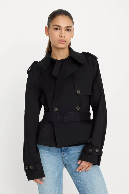 CROPPED TRENCH JACKET | BLACK001 made by Good American