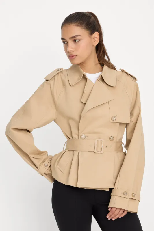 THE CROPPED TRENCH JACKET | SANDY FAWN made by Good American
