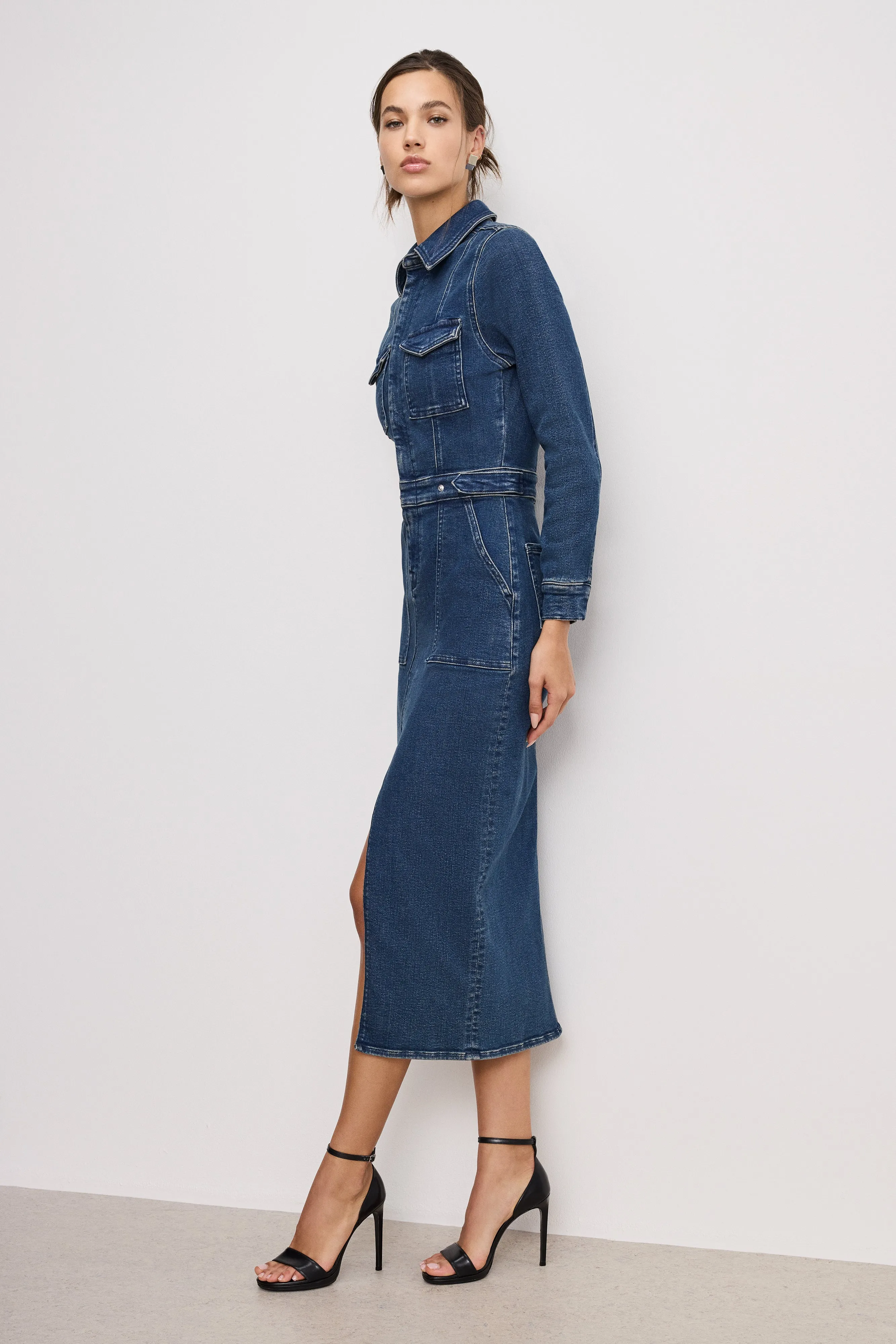 FIT FOR SUCCESS LONG SLEEVE MIDI DRESS | INDIGO724 sold by Good American product image thumbnail 3