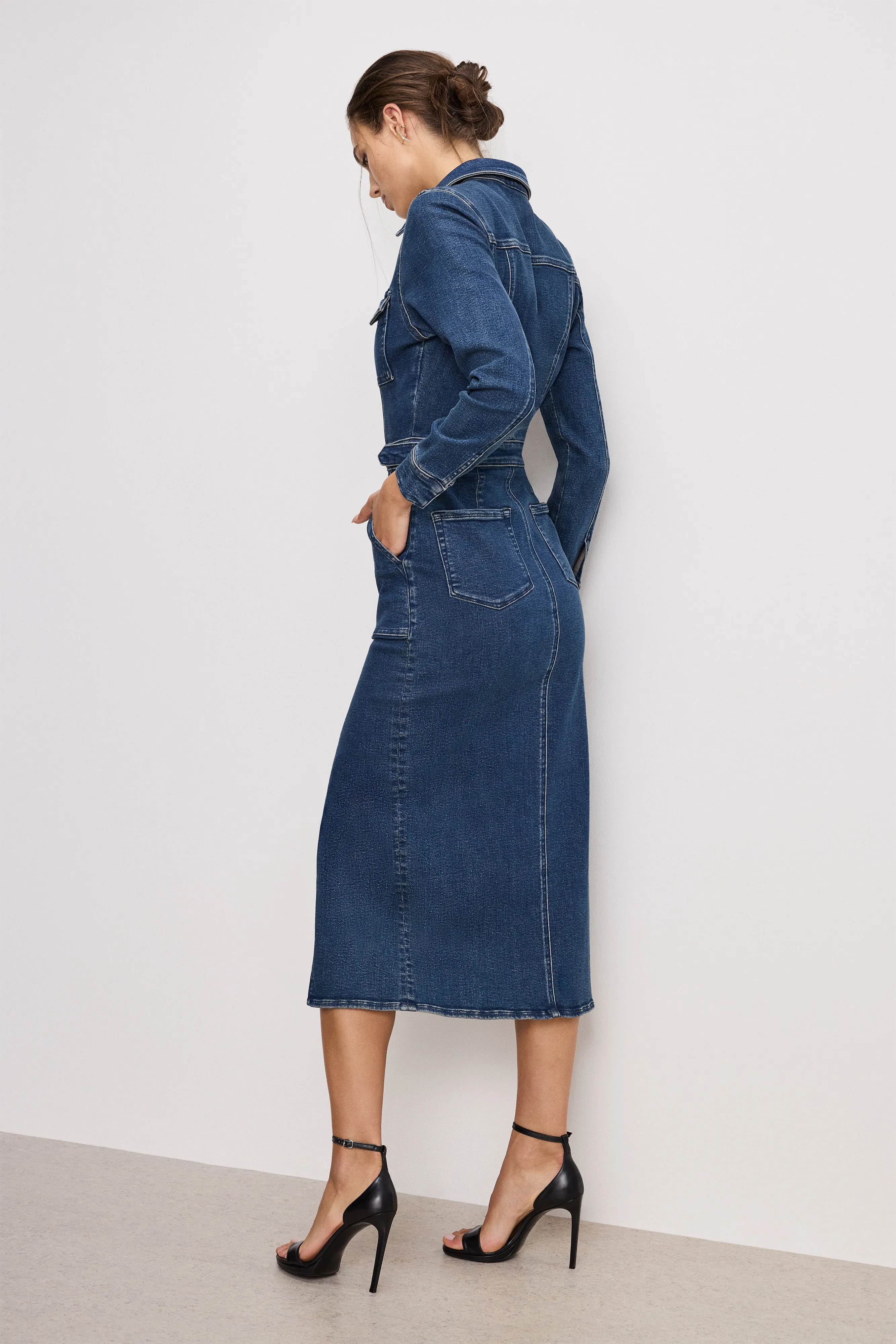FIT FOR SUCCESS LONG SLEEVE MIDI DRESS | INDIGO724 sold by Good American product image thumbnail 2