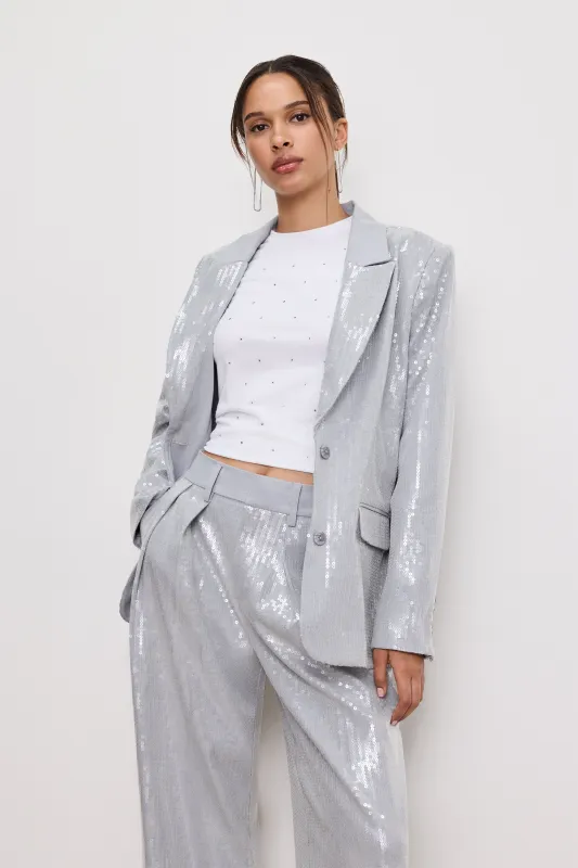 SEQUIN OVERSIZED BLAZER | HEATHER GREY001 made by Good American