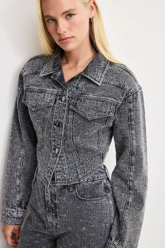 DOLLY CRYSTAL DENIM JACKET | BLACK415 made by Good American