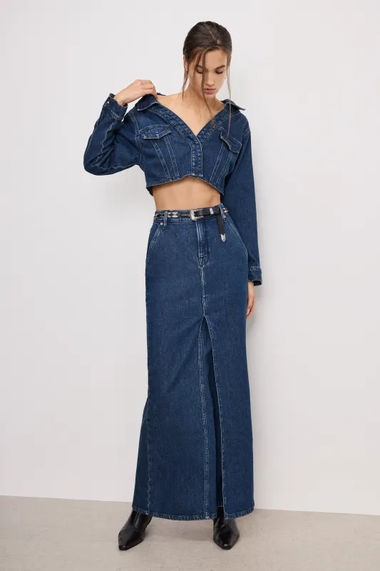 DENIM MAXI SKIRT | INDIGO724 made by Good American