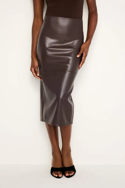 FAUX LEATHER MIDI SKIRT | BARK003 made by Good American