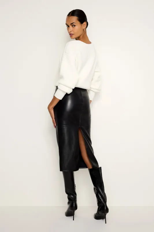 FAUX LEATHER MIDI SKIRT | BLACK001 made by Good American