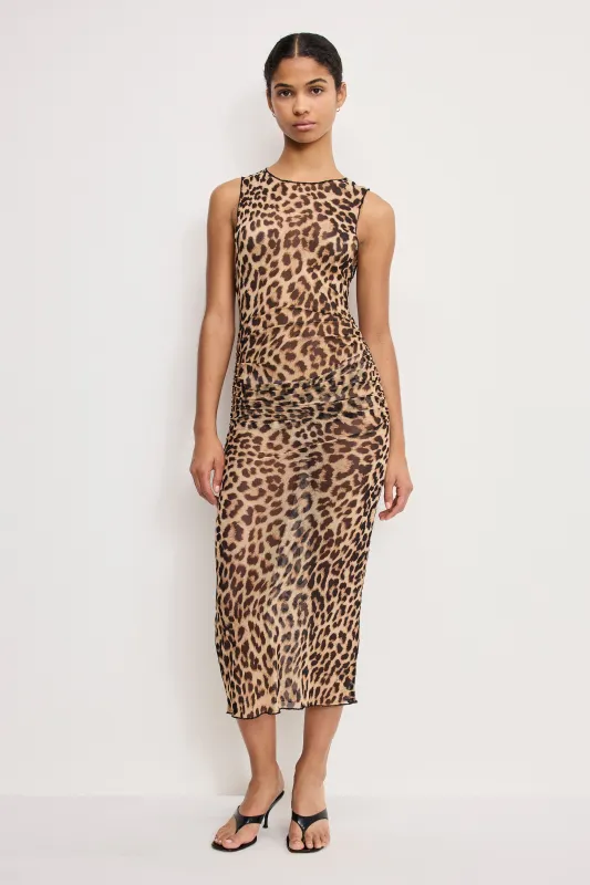 MESH MIDI DRESS | LUCKY LEOPARD001 made by Good American