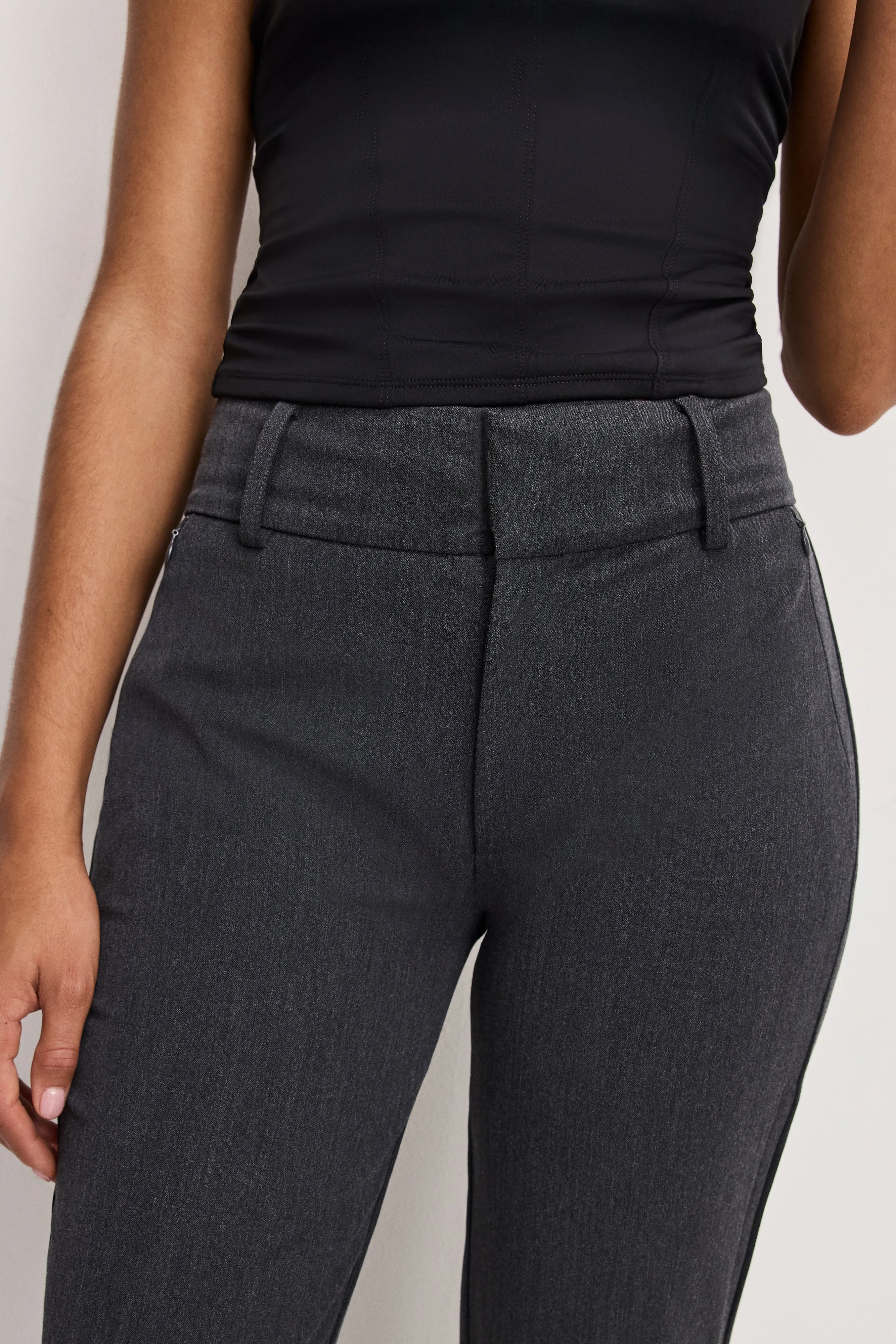 ESSENTIAL SUITING FLARE TROUSERS | DARK HEATHER GRAY sold by Good American product image thumbnail 5
