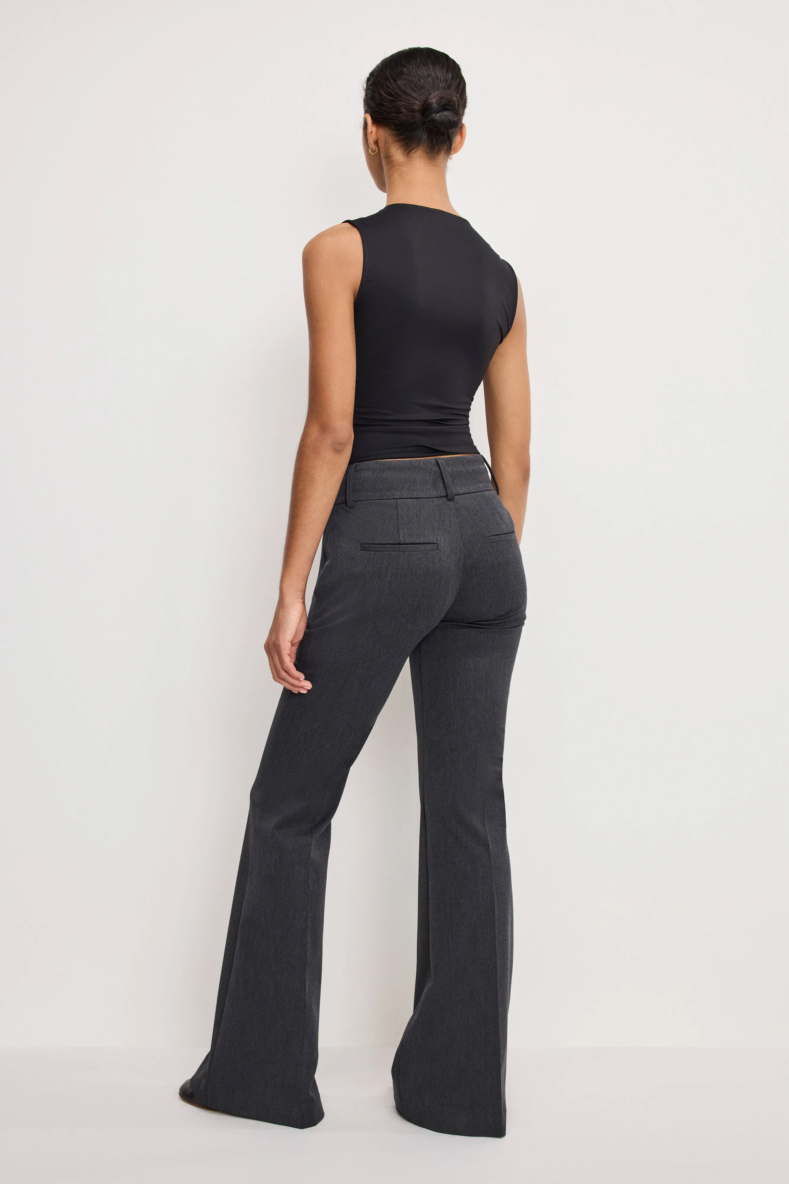 ESSENTIAL SUITING FLARE TROUSERS | DARK HEATHER GRAY sold by Good American product image thumbnail 3