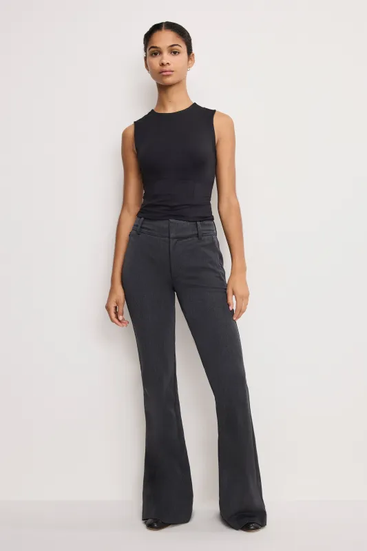 ESSENTIAL SUITING FLARE TROUSERS | DARK HEATHER GRAY made by Good American