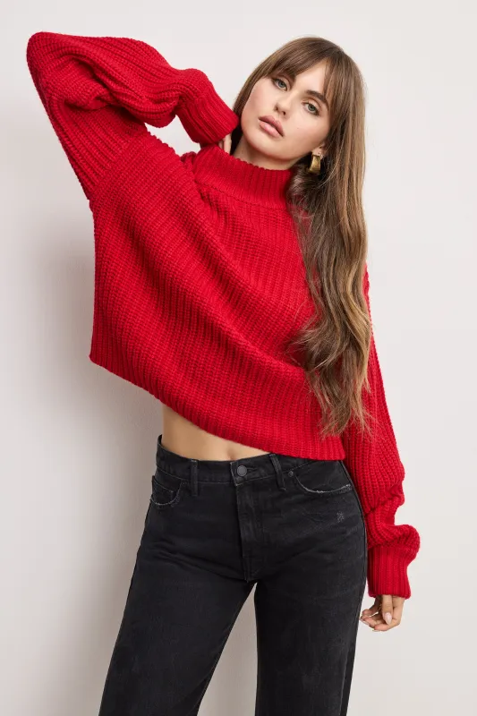 CHUNKY KNIT MOCK NECK SWEATER | CHILI001 made by Good American