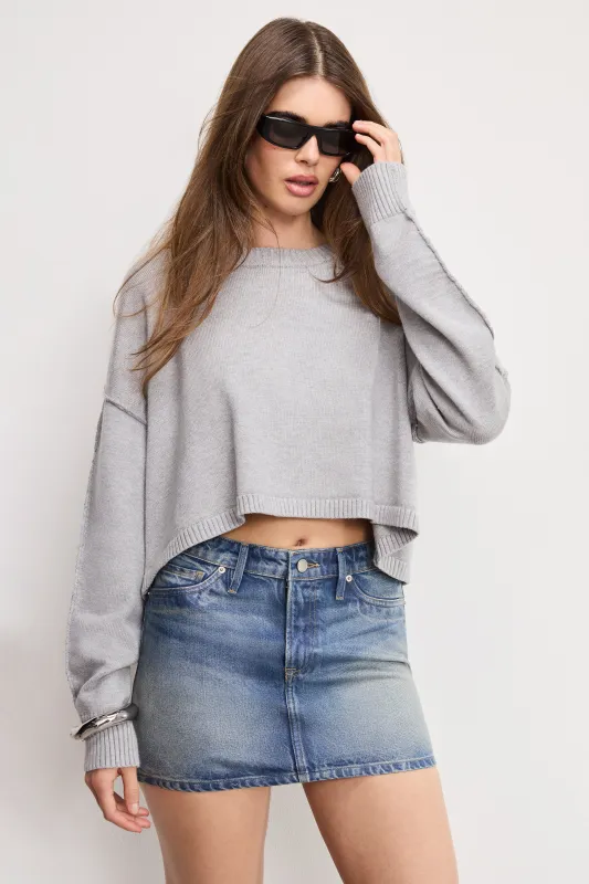 COZY KNIT CREW NECK | MELANGE GREY made by Good American